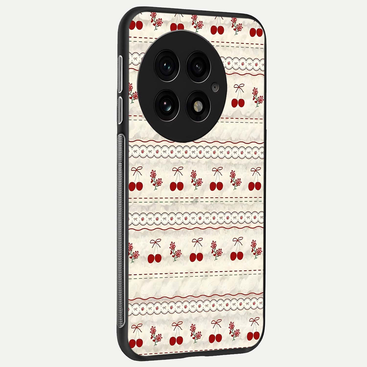  Cherry Bloom Charm back cover For OnePlus 13 slim fit glass case with vibrant aesthetic design