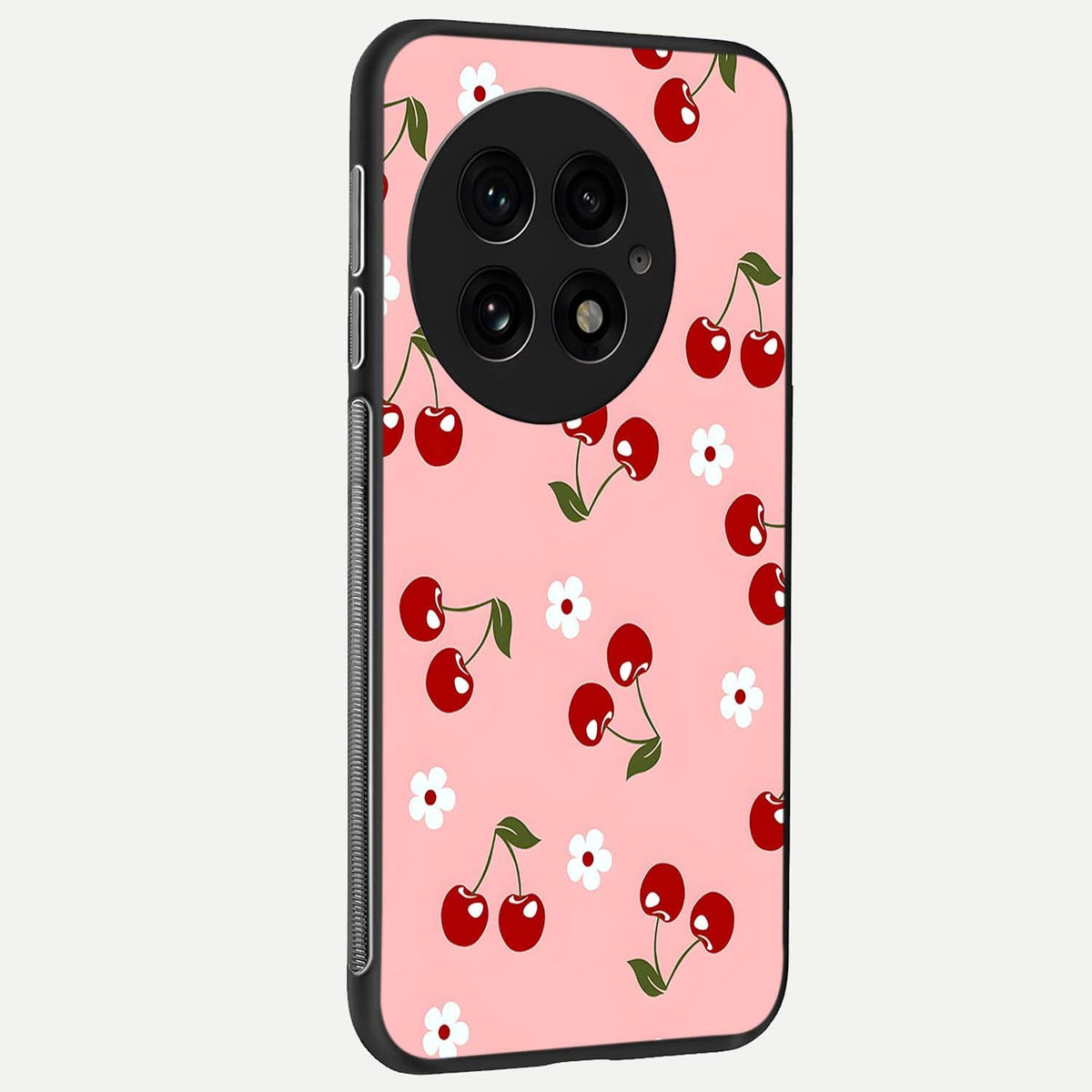  Cherry Love Mood back cover For OnePlus 13 slim fit glass case with vibrant aesthetic design