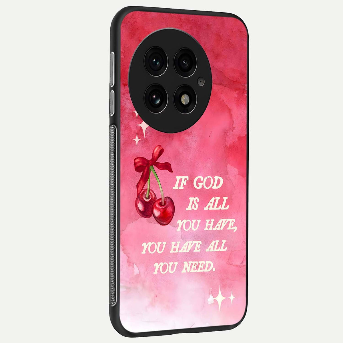  Cherry Quote back cover For OnePlus 13 slim fit glass case with vibrant aesthetic design