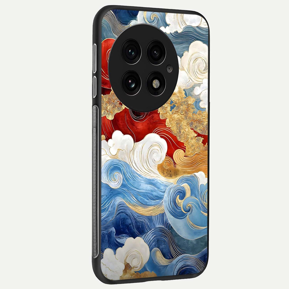  Colored Waves back cover For OnePlus 13 slim fit glass case with vibrant aesthetic design