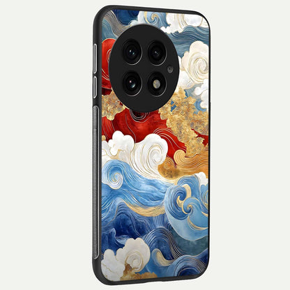  Colored Waves back cover For OnePlus 13 slim fit glass case with vibrant aesthetic design