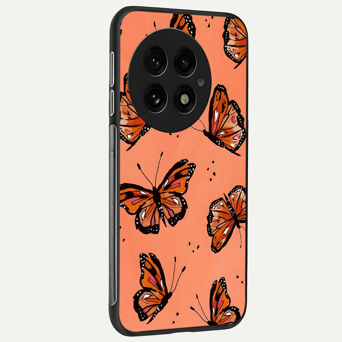  Coral Wing Butterfly back cover For OnePlus 13 slim fit glass case with vibrant aesthetic design
