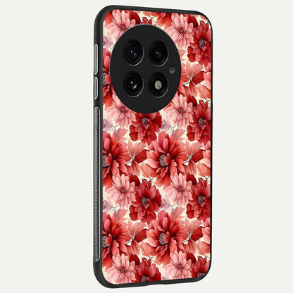  Crimson Love Petals back cover For OnePlus 13 slim fit glass case with vibrant aesthetic design