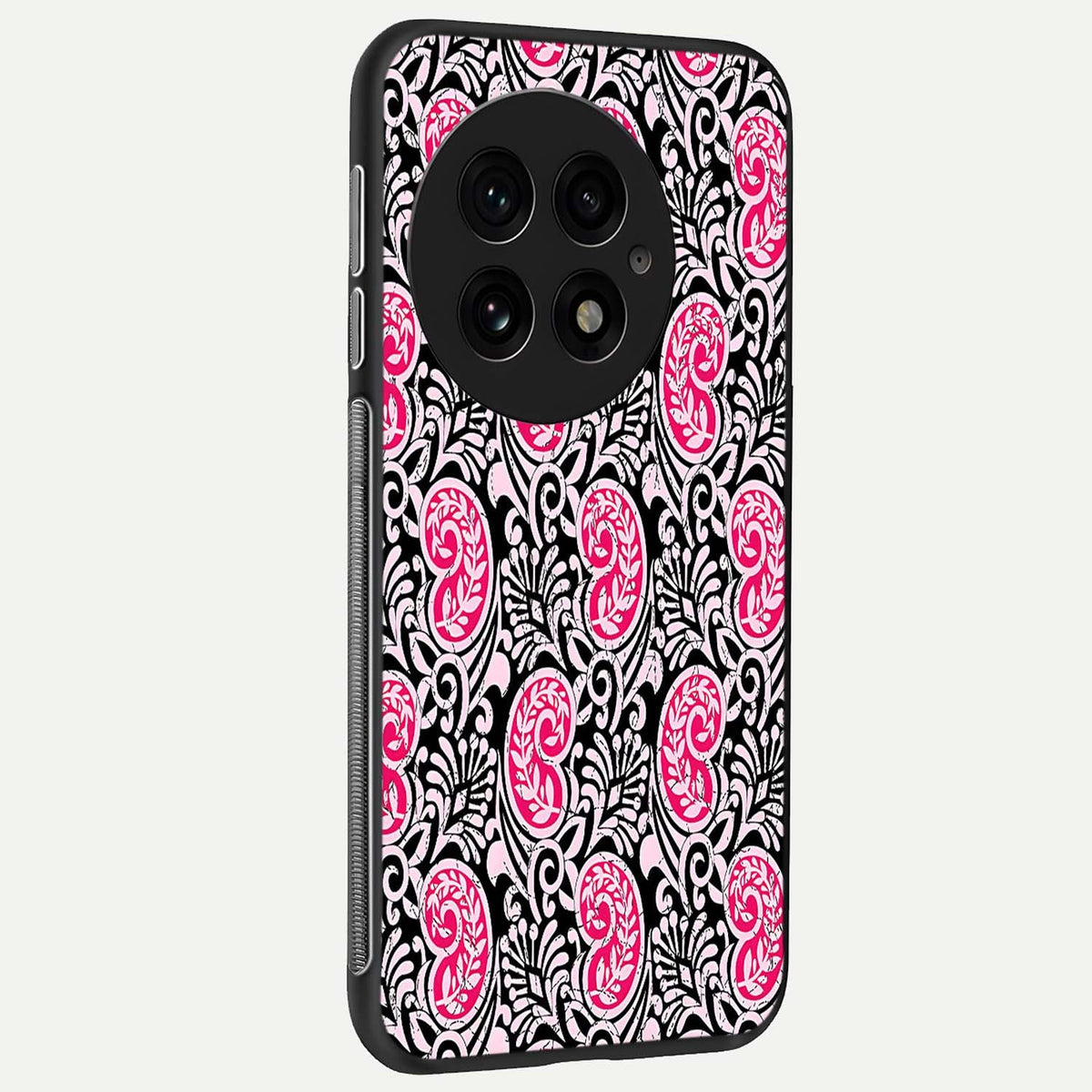  Crimson Paisley Charm back cover For OnePlus 13 slim fit glass case with vibrant aesthetic design