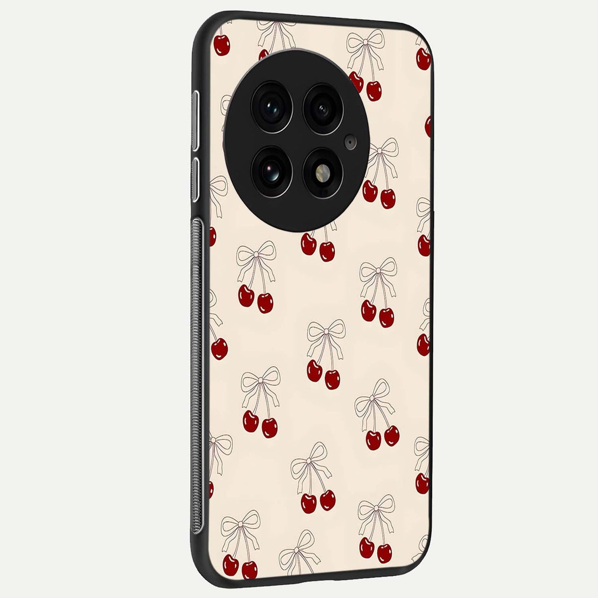  Cute Cherry Pattern back cover For OnePlus 13 slim fit glass case with vibrant aesthetic design