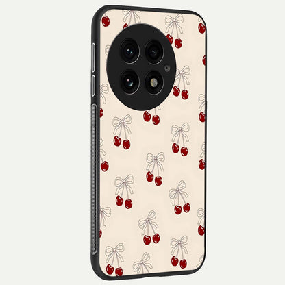  Cute Cherry Pattern back cover For OnePlus 13 slim fit glass case with vibrant aesthetic design