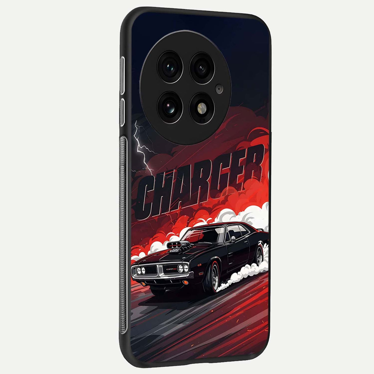  Dark Charger Fury back cover For OnePlus 13 slim fit glass case with vibrant aesthetic design