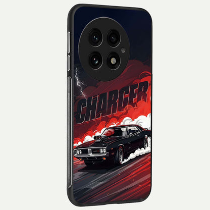  Dark Charger Fury back cover For OnePlus 13 slim fit glass case with vibrant aesthetic design