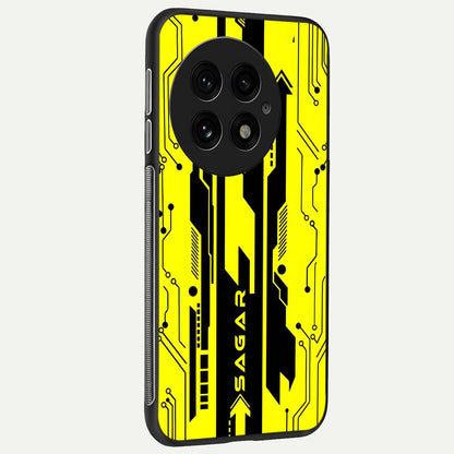  Electric Pulse CYBERPUNK Custom Name back cover For OnePlus 13 slim fit glass case with vibrant aesthetic design