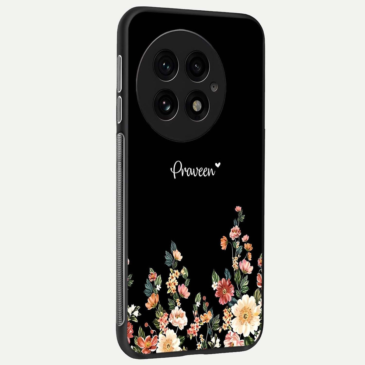  Floral Design Personalized Custom Name back cover For OnePlus 13 slim fit glass case with vibrant aesthetic design