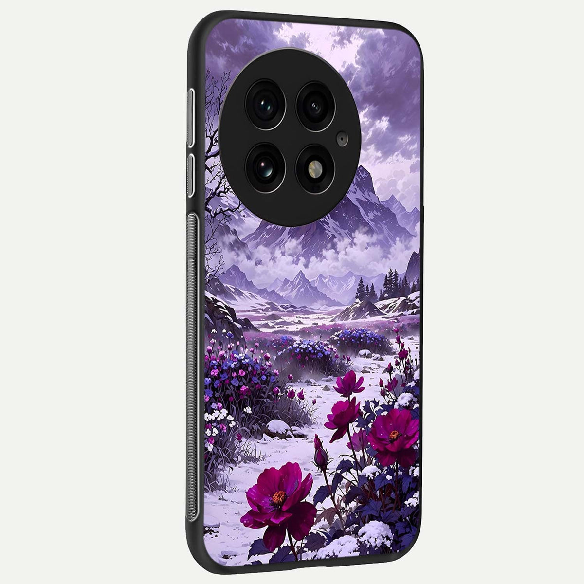  Flower Mountain View back cover For OnePlus 13 slim fit glass case with vibrant aesthetic design