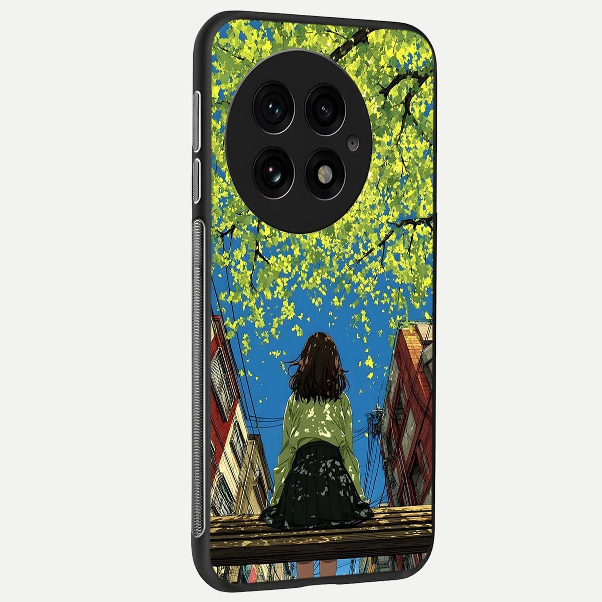  Golden Leaves Glow back cover For OnePlus 13 slim fit glass case with vibrant aesthetic design