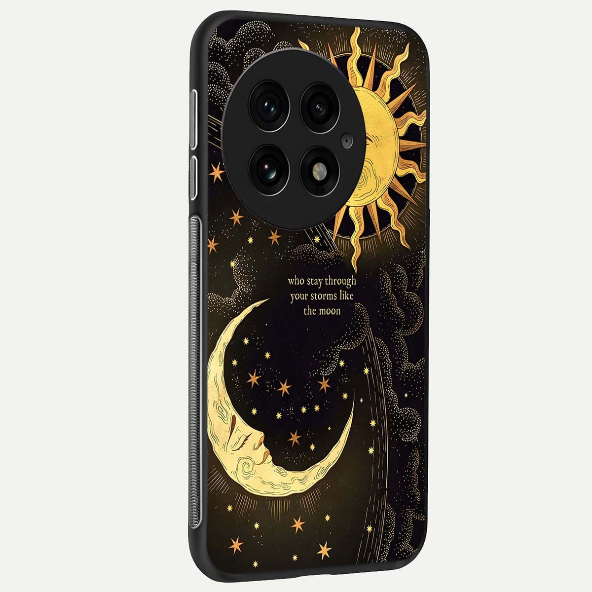  Golden Lunar Love back cover For OnePlus 13 slim fit glass case with vibrant aesthetic design