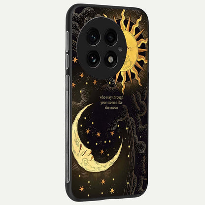  Golden Lunar Love back cover For OnePlus 13 slim fit glass case with vibrant aesthetic design