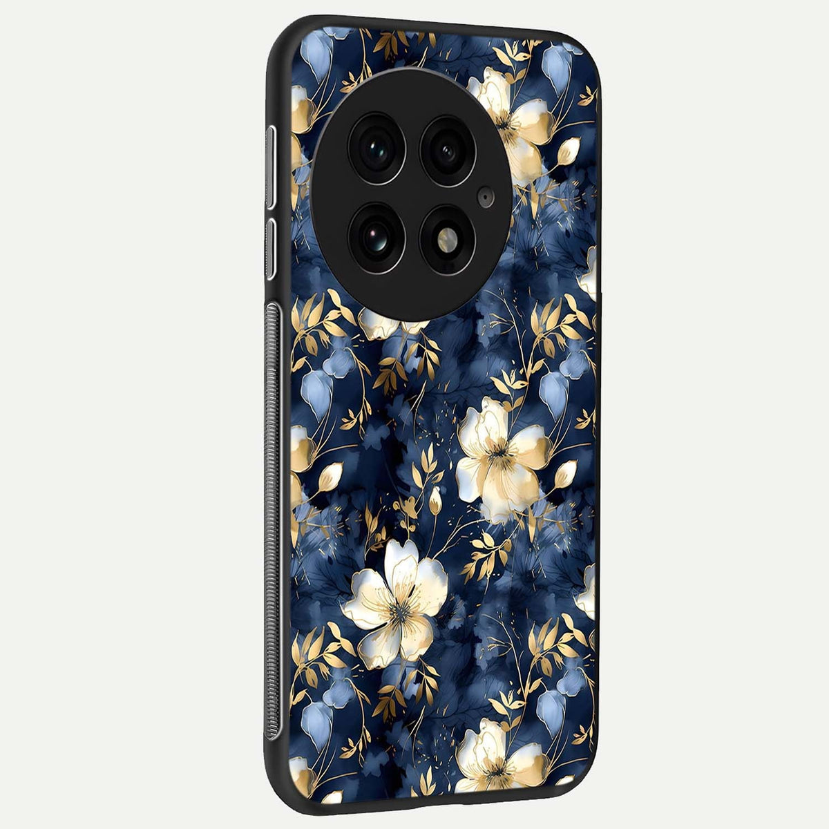  Golden Midnight Bloom back cover For OnePlus 13 slim fit glass case with vibrant aesthetic design