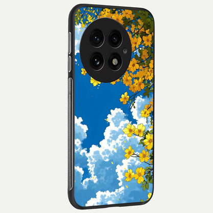  Golden Petal Sky back cover For OnePlus 13 slim fit glass case with vibrant aesthetic design