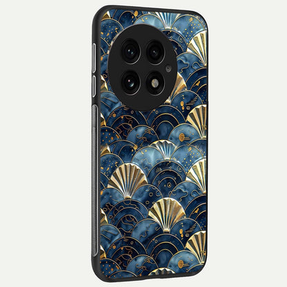  Golden Wave Luxe back cover For OnePlus 13 slim fit glass case with vibrant aesthetic design