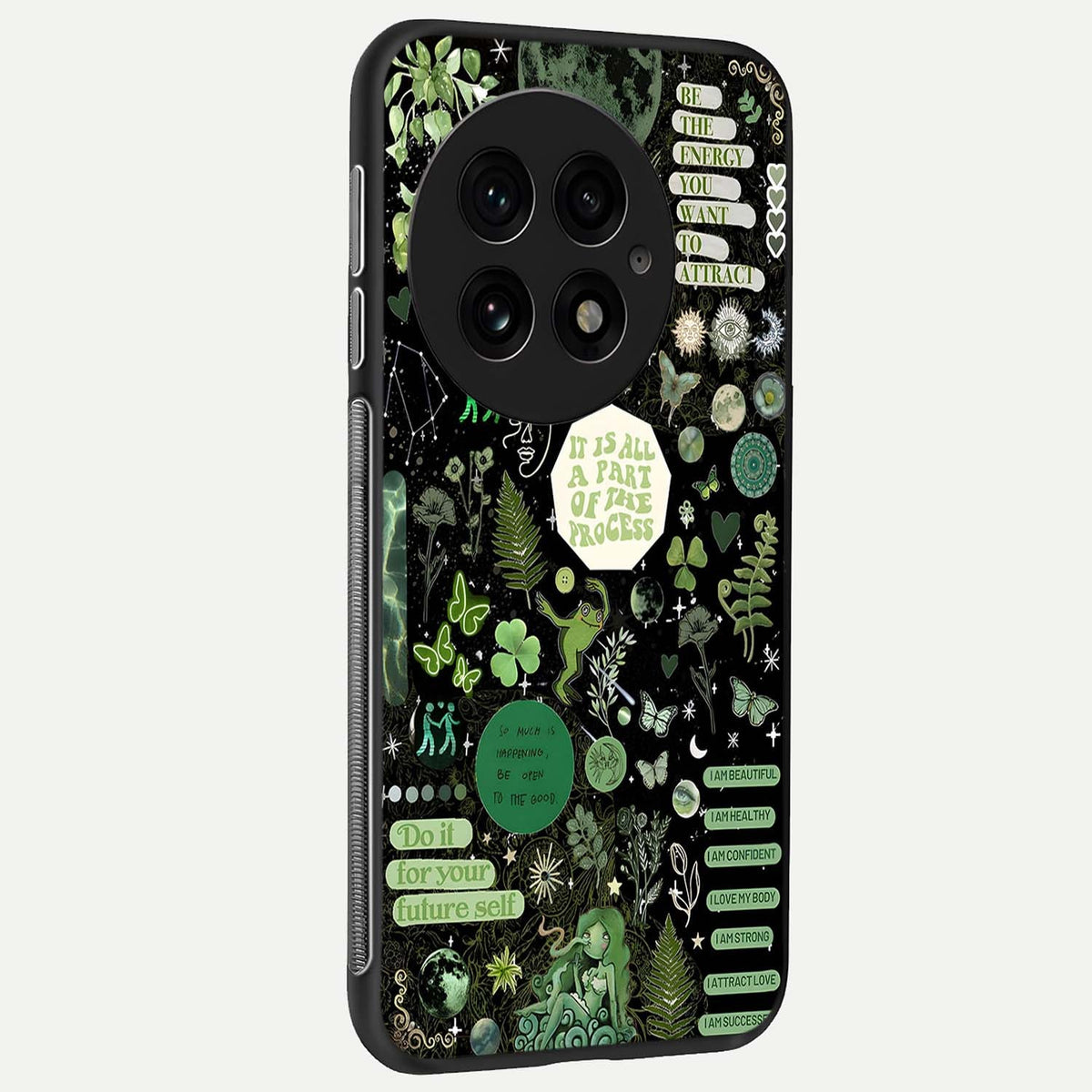  Green Mandala Pattern back cover For OnePlus 13 slim fit glass case with vibrant aesthetic design