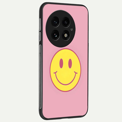  Happy Pink Mood back cover For OnePlus 13 slim fit glass case with vibrant aesthetic design