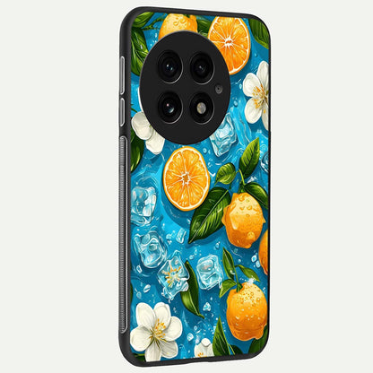 Ice Cube With Orange back cover For OnePlus 13 slim fit glass case with vibrant aesthetic design