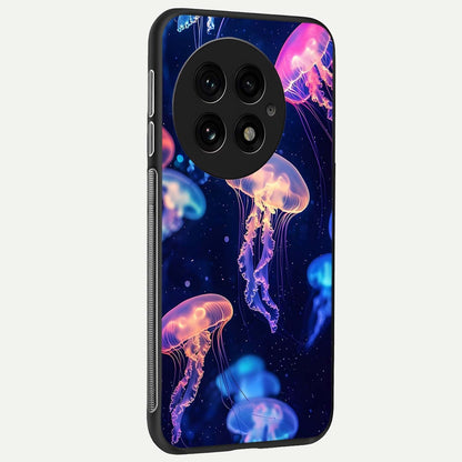  Jellyfish Pattern back cover For OnePlus 13 slim fit glass case with vibrant aesthetic design