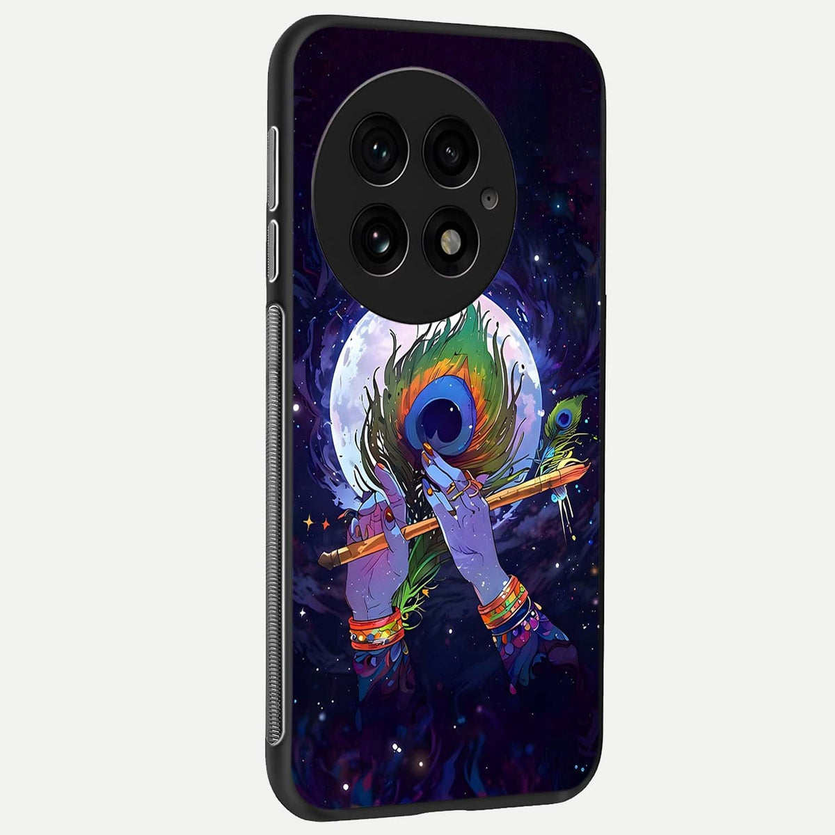  Krishna Hands Art back cover For OnePlus 13 slim fit glass case with vibrant aesthetic design