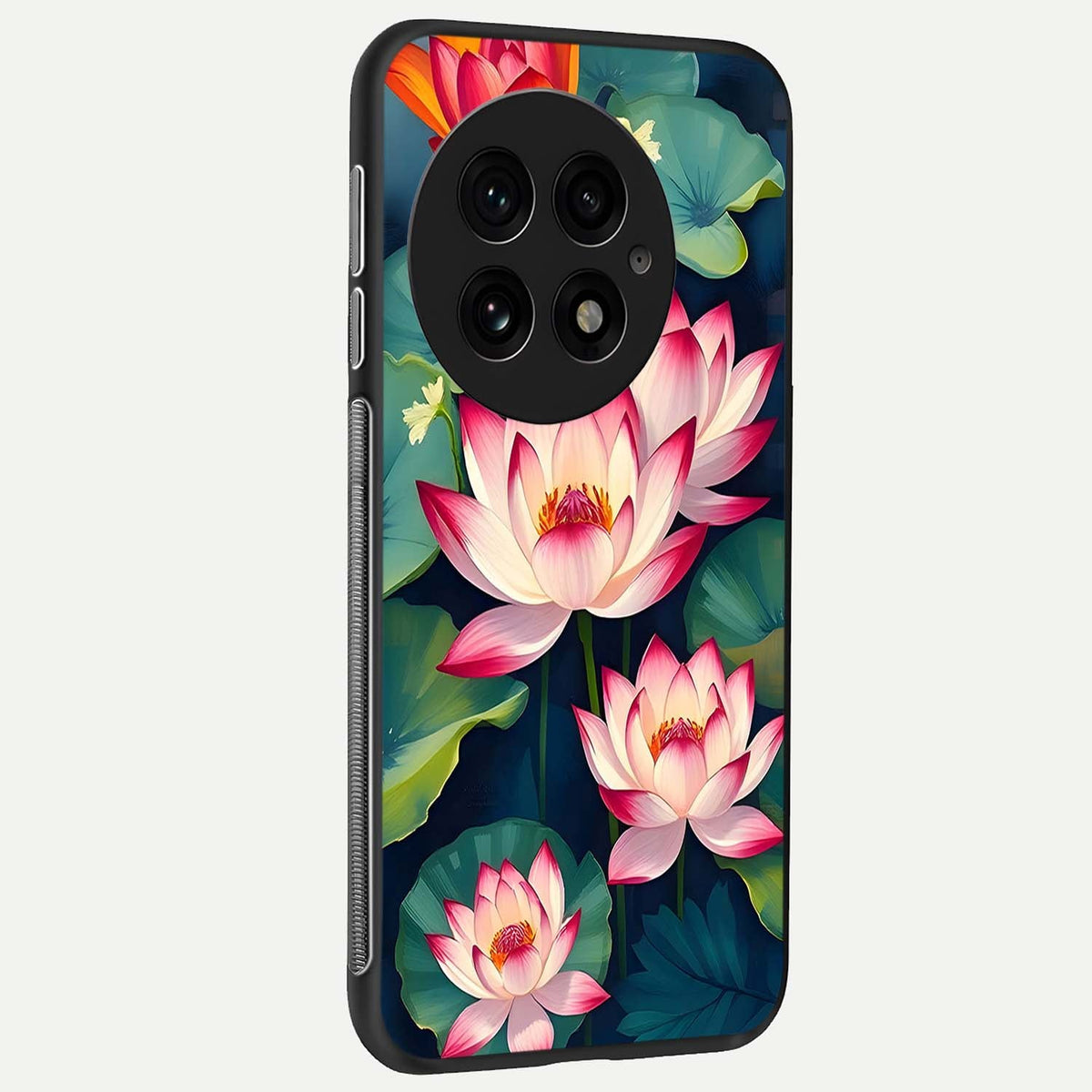  Lotus Dream Serenity back cover For OnePlus 13 slim fit glass case with vibrant aesthetic design