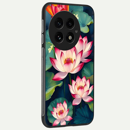  Lotus Dream Serenity back cover For OnePlus 13 slim fit glass case with vibrant aesthetic design