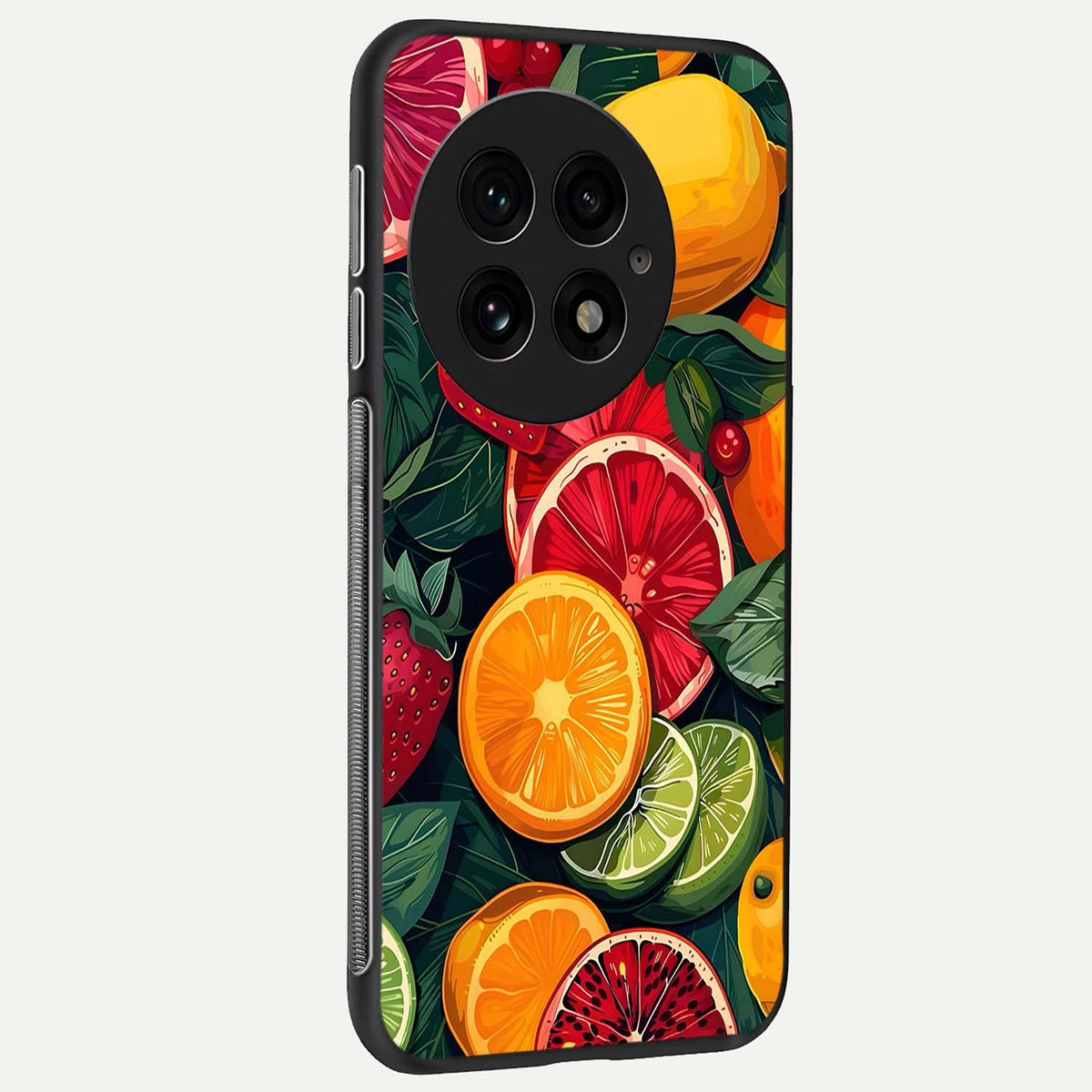  Multiple Fruits back cover For OnePlus 13 slim fit glass case with vibrant aesthetic design