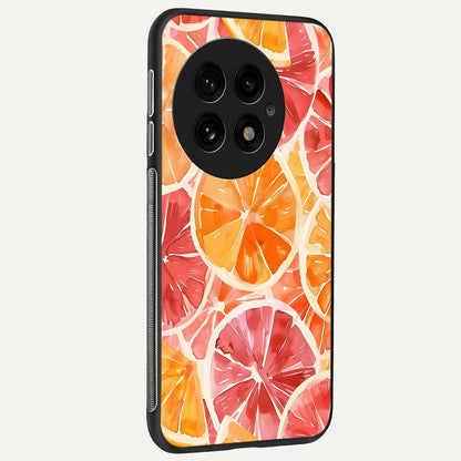  Orange Fruits Pattern back cover For OnePlus 13 slim fit glass case with vibrant aesthetic design
