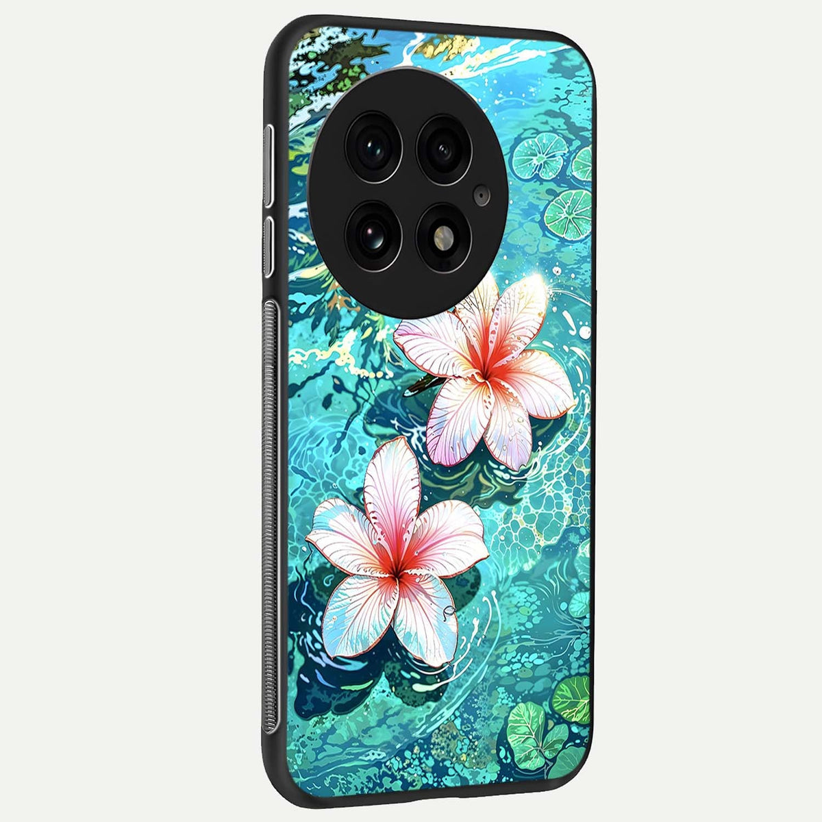  Pink Flowers in Water back cover For OnePlus 13 slim fit glass case with vibrant aesthetic design