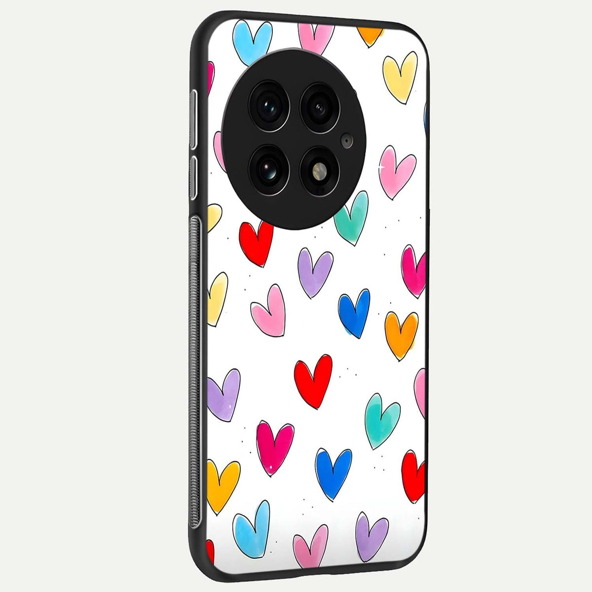  Playful Love Doodles back cover For OnePlus 13 slim fit glass case with vibrant aesthetic design