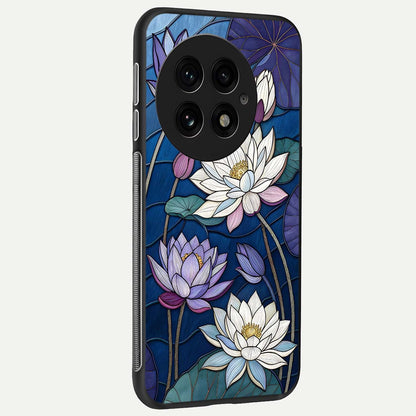  Purple Lotus Stained back cover For OnePlus 13 slim fit glass case with vibrant aesthetic design