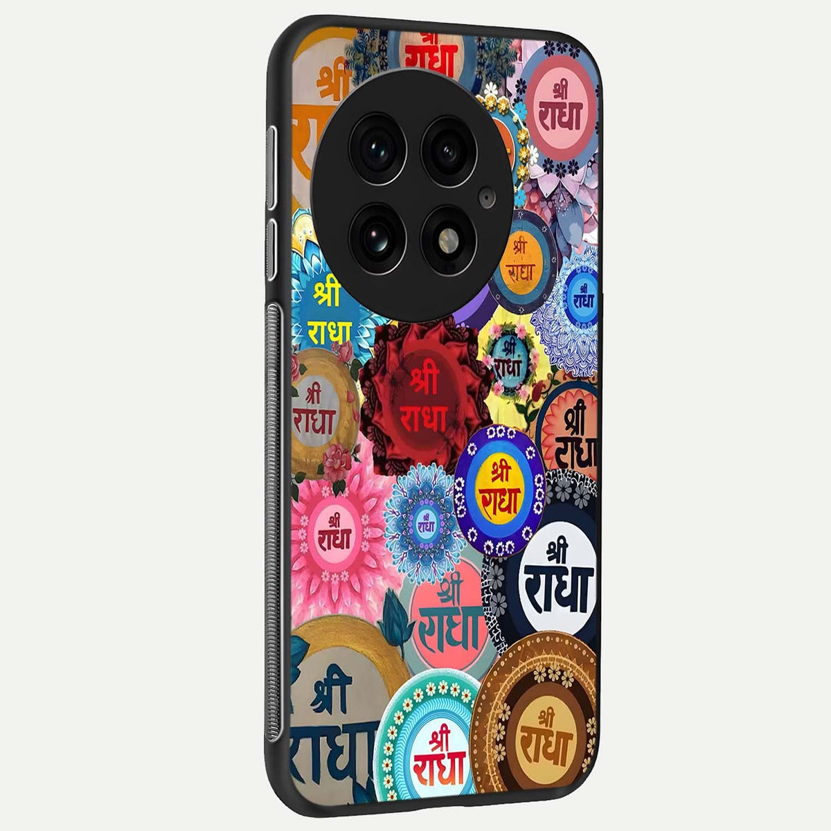  Radha Divine Bloom back cover For OnePlus 13 slim fit glass case with vibrant aesthetic design