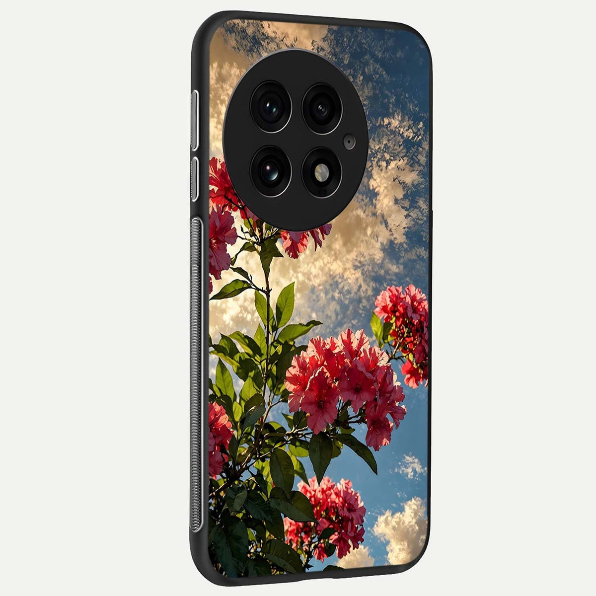  Red Bloom Skies back cover For OnePlus 13 slim fit glass case with vibrant aesthetic design