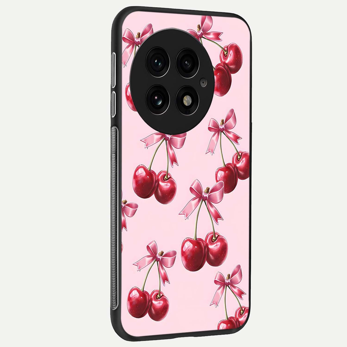  Red Cherries Pattern back cover For OnePlus 13 slim fit glass case with vibrant aesthetic design