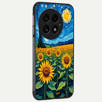  Starry Sunflower Dreams back cover For OnePlus 13 slim fit glass case with vibrant aesthetic design