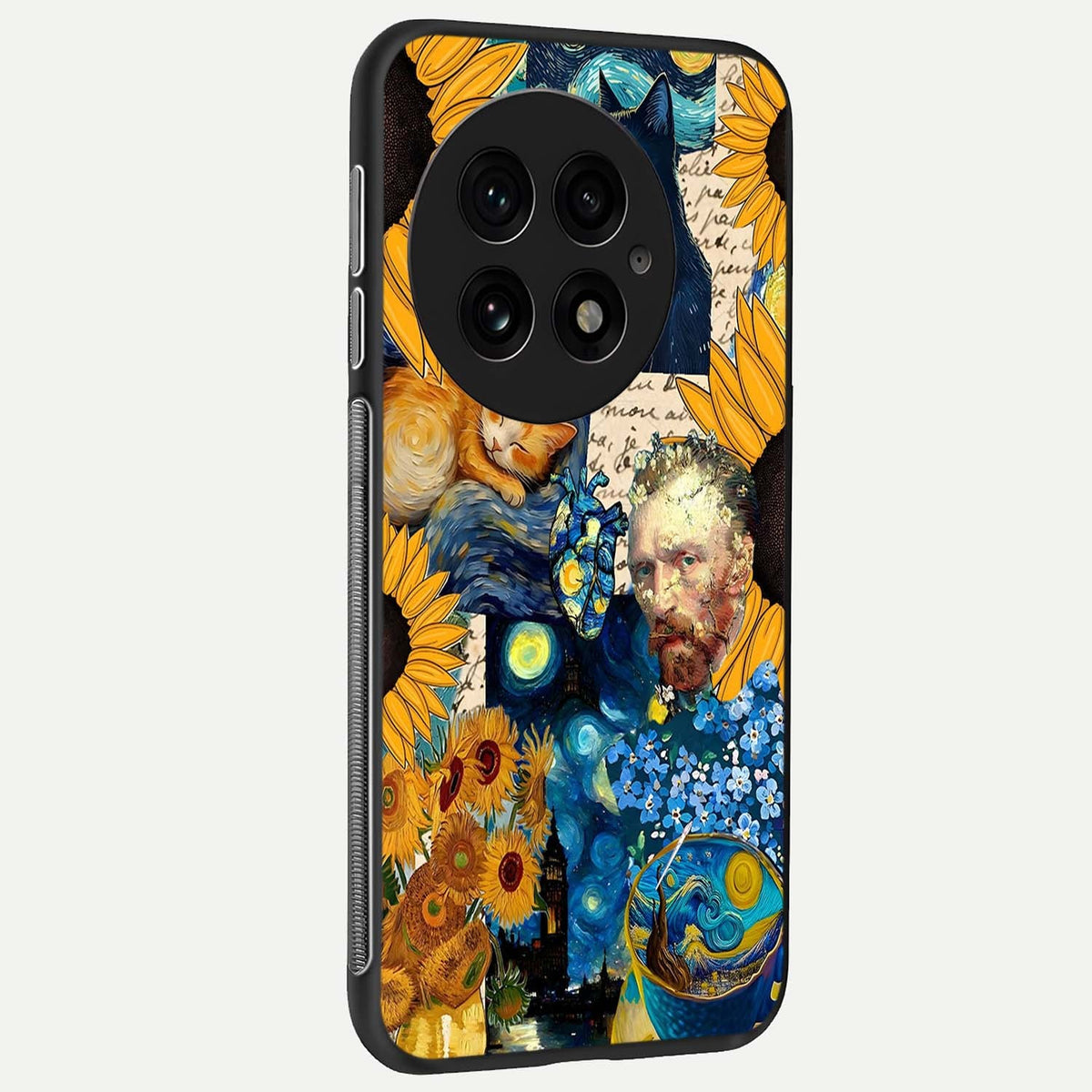  Sunflower Chic Mood Custom Name back cover For OnePlus 13 slim fit glass case with vibrant aesthetic design