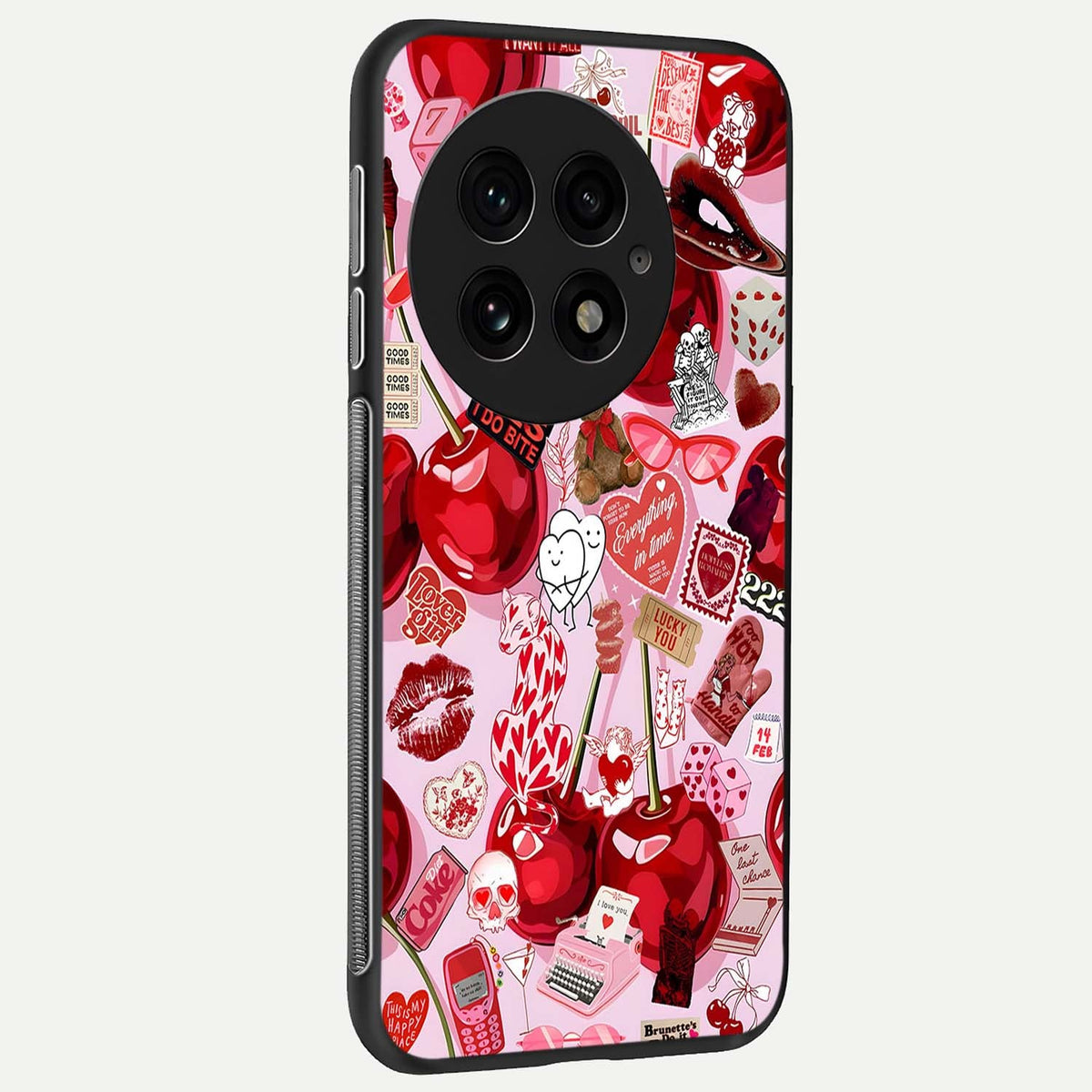  Sweet Cherry Chaos back cover For OnePlus 13 slim fit glass case with vibrant aesthetic design