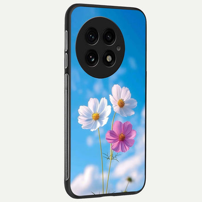 Tripple Flowers With Sky back cover For OnePlus 13 slim fit glass case with vibrant aesthetic design