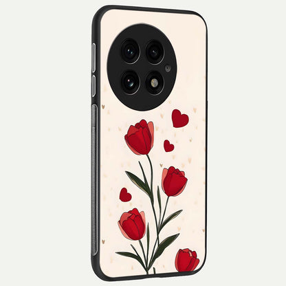  Tulip With Heart back cover For OnePlus 13 slim fit glass case with vibrant aesthetic design