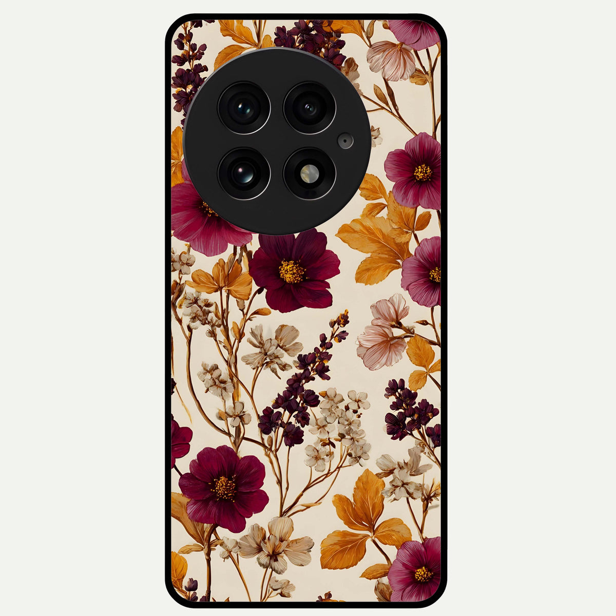  Autumn Wine Bloom Glass Case For OnePlus 13 back cover – full design glossy printed glass finish
