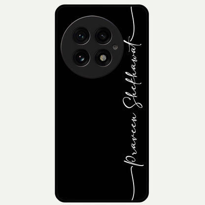 Black Tune Custom Name Glass Case For OnePlus 13 back cover – full design glossy printed glass finish