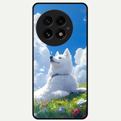  Blissful Cloud Pup Glass Case For OnePlus 13 back cover – full design glossy printed glass finish