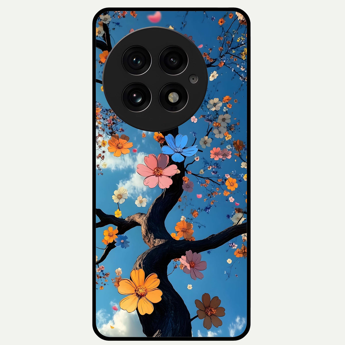  Blossom Dream Sky Glass Case For OnePlus 13 back cover – full design glossy printed glass finish
