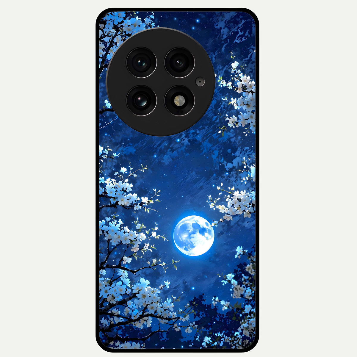  Blossom Moonlight Sky Glass Case For OnePlus 13 back cover – full design glossy printed glass finish