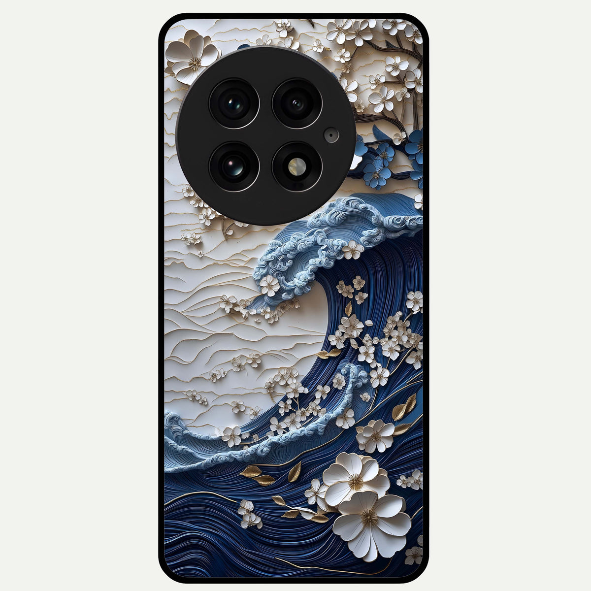  Blossom Wave Art Glass Case For OnePlus 13 back cover – full design glossy printed glass finish