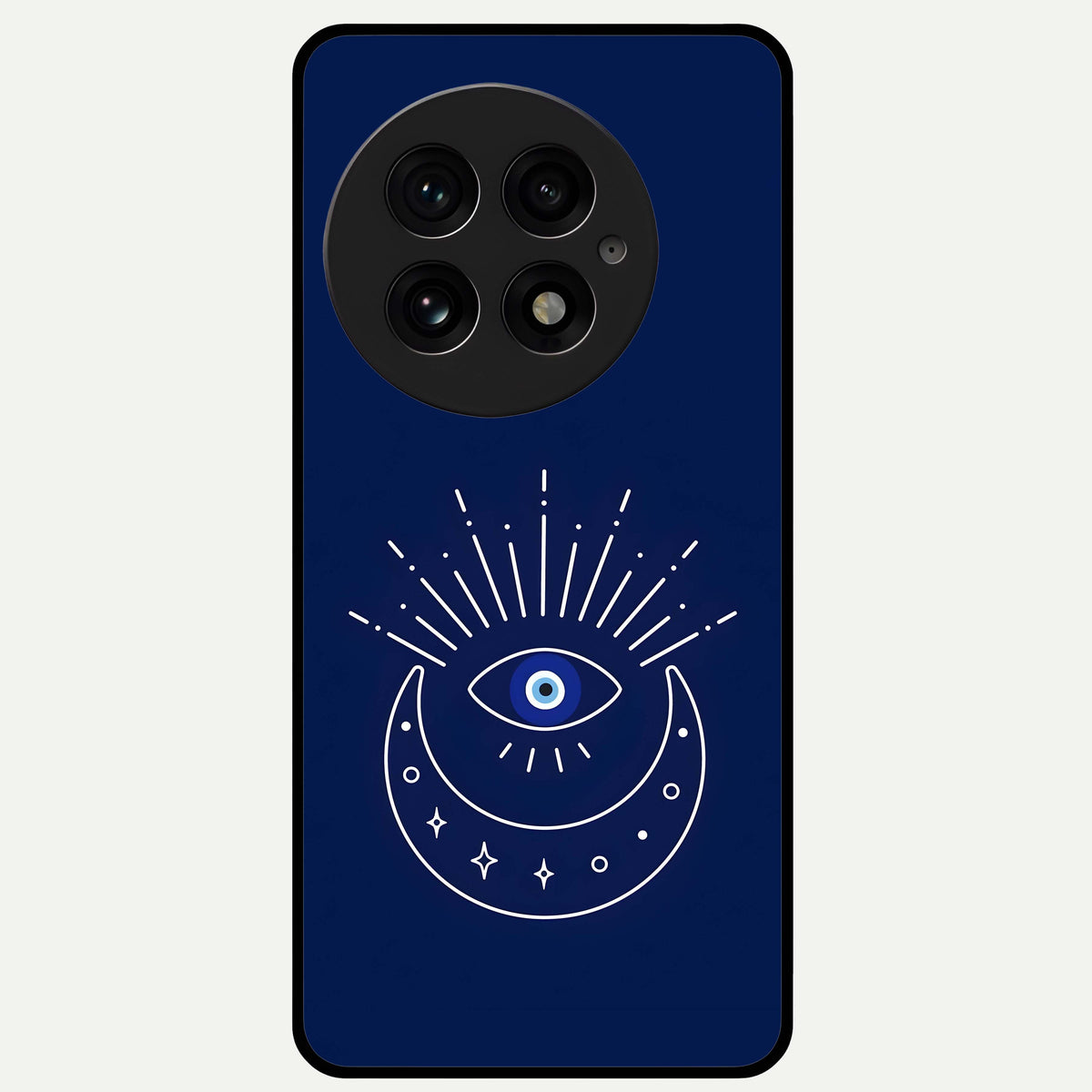  Blue Evil Eye Glass Case For OnePlus 13 back cover – full design glossy printed glass finish