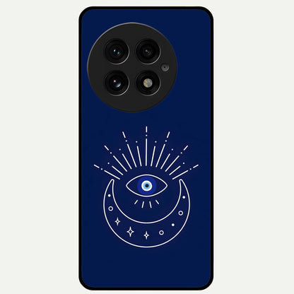  Blue Evil Eye Glass Case For OnePlus 13 back cover – full design glossy printed glass finish