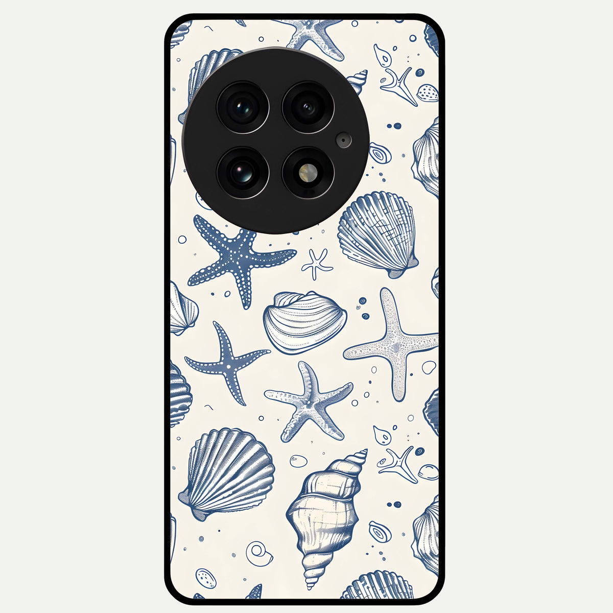  Blue Ocean Outline Glass Case For OnePlus 13 back cover – full design glossy printed glass finish